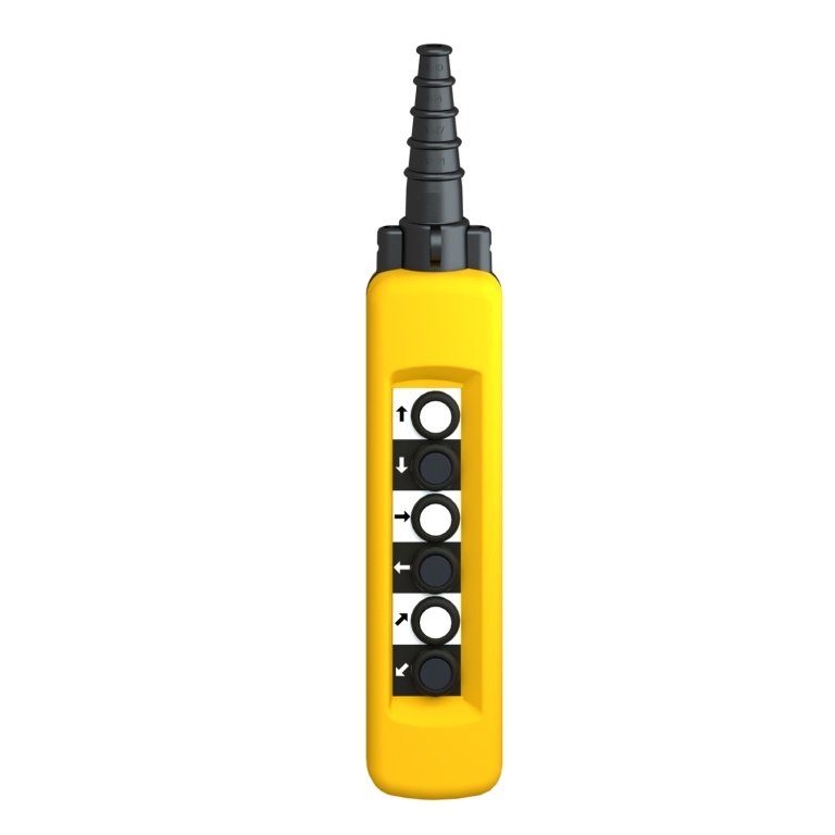 XACA671 Pendant control station, plastic, yellow 6 push buttons Schneider Electric xaca671 front 1500x1500