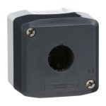 XALD01 Empty enclosure, plastic, dark grey lid, for push button Ø22, 1 cut-out Schneider Electric xald01h7 da19 web