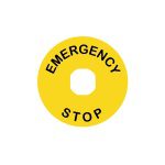 ZBY9330N Marked ring legend, Harmony XB5N XB7N, plastic, yellow, 60mm, marked Emergency Stop Schneider Electric xb4 632 cpoda
