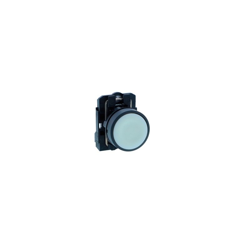 XB5AA11N Push button, Harmony XB5N XB7N, plastic, flush, white, 22mm, spring return, unmarked, 1 NO Schneider Electric xb5aa1