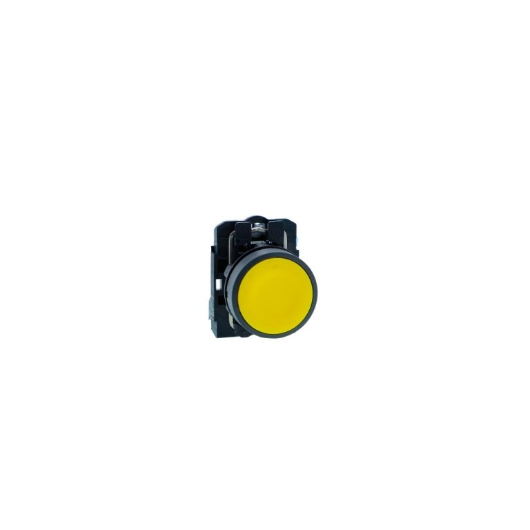 XB5AA51N Push button, Harmony XB5N XB7N, plastic, flush, yellow, 22mm, spring return, unmarked, 1 NO Schneider Electric xb5aa