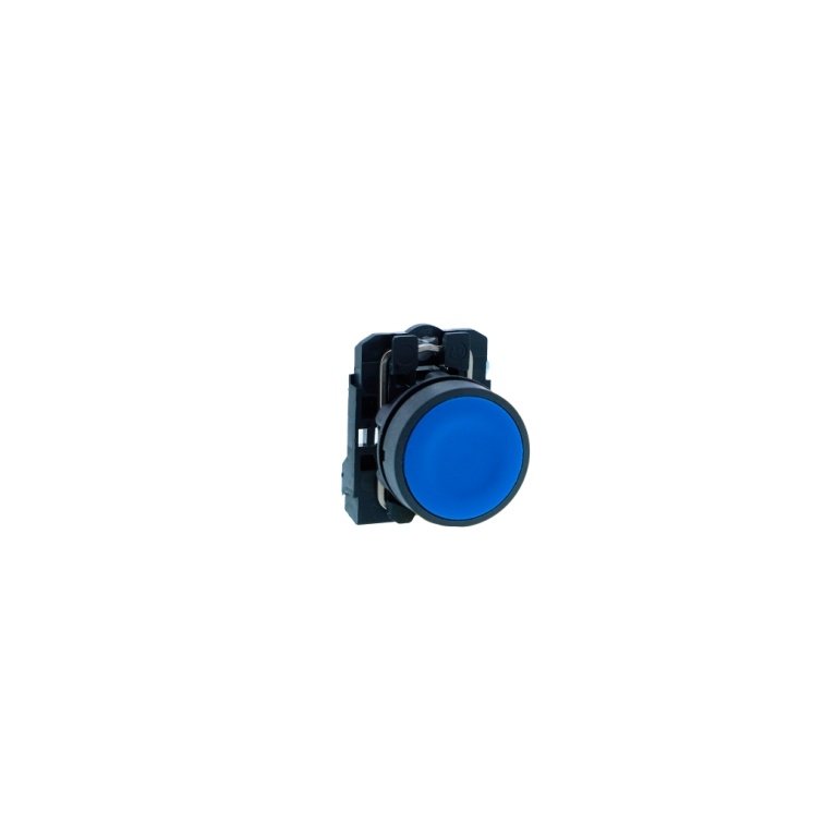 XB5AA61N Push button, Harmony XB5N XB7N, plastic, flush, blue, 22mm, spring return, unmarked, 1 NO Schneider Electric xb5aa61