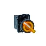 XB5AK135M3N Ill selector switch, Harmony XB5N XB7N, plastic, yellow, 22mm, short handle, 3 position, stay put, 230V AC, 2 NO