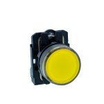 XB5AW35G1N Illuminated pushbutton, Harmony XB5N XB7N, plastic, flush, yellow, 22mm, spring return, 110V AC, 1 NO Schneider El