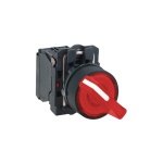 XB5AK124B2N Ill selector switch, Harmony XB5N XB7N, plastic, red, 22mm, short handle, 2 position, stay put, 24V AC DC, 1 NC S
