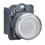 XB5AW31B1N Illuminated pushbutton, Harmony XB5N XB7N, plastic, flush, white, 22mm, spring return, 24V AC DC, 1 NO Schneider E