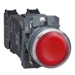 XB5AW34G2N Illuminated pushbutton, Harmony XB5N XB7N, plastic, flush, red, 22mm, spring return, 110V AC, 1 NC Schneider Elect