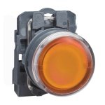 XB5AW35B1N Illuminated pushbutton, Harmony XB5N XB7N, plastic, flush, yellow, 22mm, spring return, 24V AC DC, 1 NO Schneider