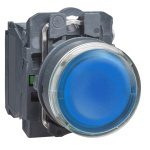 XB5AW36M1N Illuminated pushbutton, Harmony XB5N XB7N, plastic, flush, blue, 22mm, spring return, 230V AC, 1 NO Schneider Elec