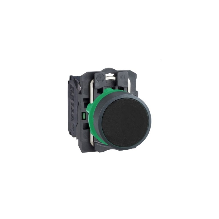 XB5AA21N Push button, Harmony XB5N XB7N, plastic, flush, black, 22mm, spring return, unmarked, 1 NO Schneider Electric xb5 63