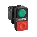 XB5AW84B5N ill double-head pushbutton, Harmony XB5N XB7N, plastic,22mm, 1 green flush 1 red projecting, marked, 24V AC DC, 1N