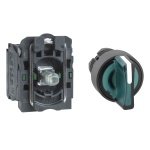 XB5AK153B3N Ill selector switch, Harmony XB5N XB7N, plastic, green, 22mm, short handle, 3 pos, spring return middle, 24V AC D