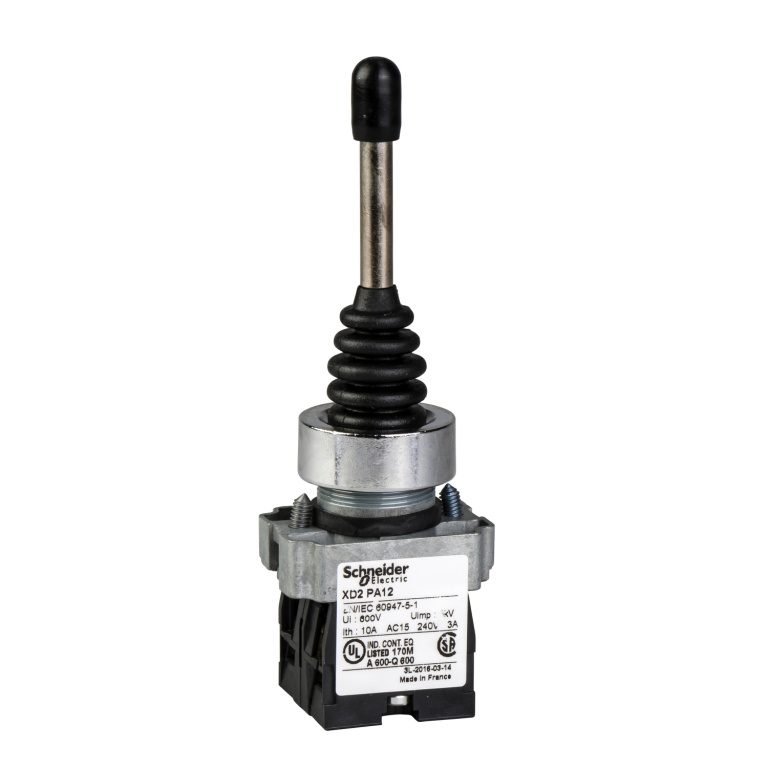 XD2PA22 Complete joystick controller, Harmony XD2, 22mm, 2 directions, 1NO per direction, with return position 0 Schneider El