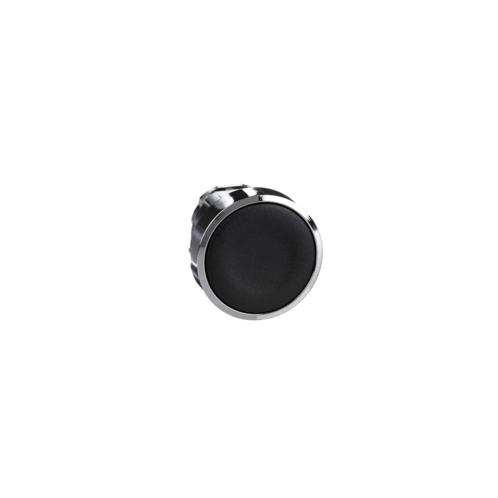 ZB4BA2 Push button head, metal, flush, black, Ø22, spring return, unmarked Schneider Electric zb4ba2 da19 web