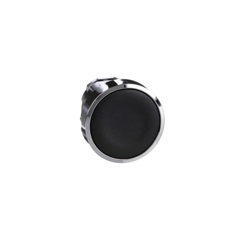 ZB4BA2 Push button head, metal, flush, black, Ø22, spring return, unmarked Schneider Electric zb4ba2 da19 web