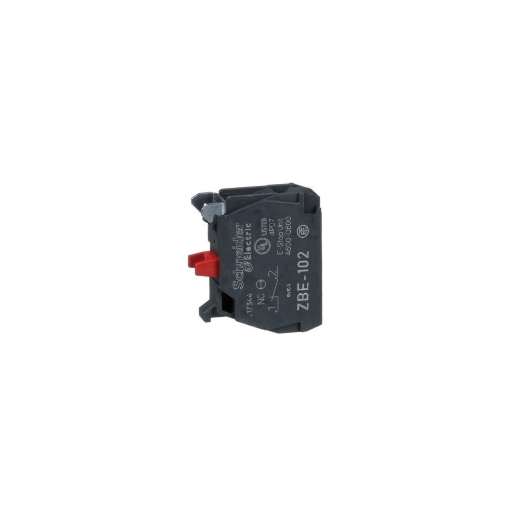 ZBE102 Single contact block, silver alloy, screw clamp terminal, 1 NC Schneider Electric zbe102 da19 web
