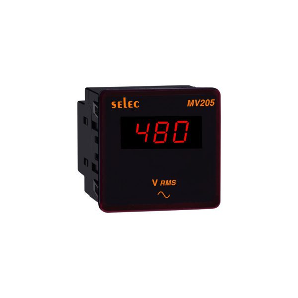 MV205 LED Voltmeter, 72x72mm Selec mv205 webshop 1276b7069cb2a84f9ca100551e921574