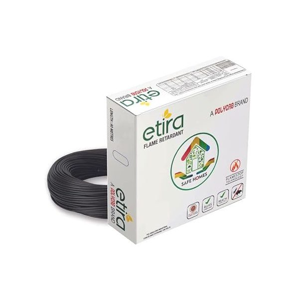 4Sqmm, Black POLYCAB ETIRA PVC INSULATED SINGLE CORE CABLE polycab etira black