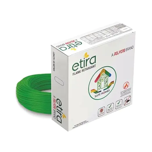 6Sqmm, Green POLYCAB ETIRA PVC INSULATED SINGLE CORE CABLE polycab etira green