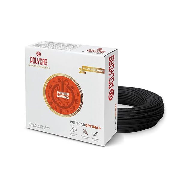 16Sqmm, Black Polycab Optima LF FR PVC Insulated Copper Cable 90Mtrs polycab optima black