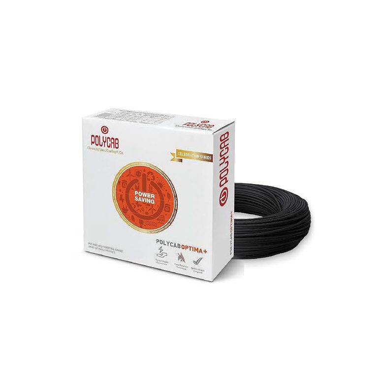 16Sqmm, Black Polycab Optima LF FR PVC Insulated Copper Cable 90Mtrs polycab optima black