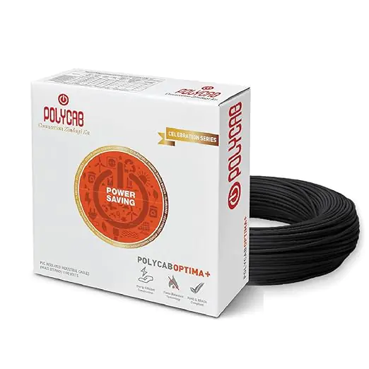 16Sqmm, Black Polycab Optima LF FR PVC Insulated Copper Cable 90Mtrs polycab optima black