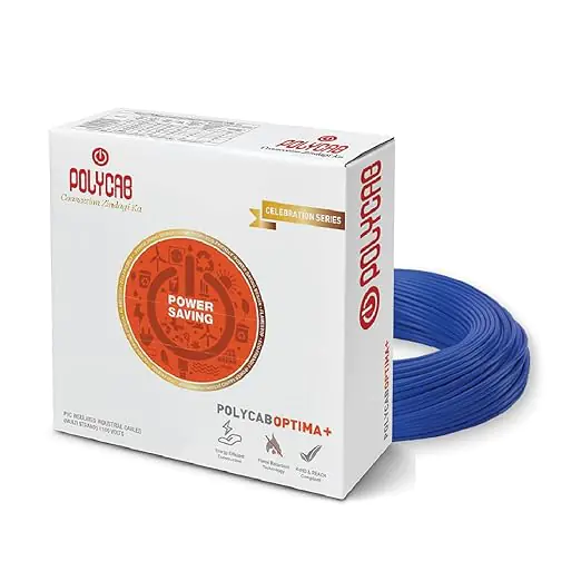 16Sqmm, Blue Polycab Optima LF FR PVC Insulated Copper Cable 90Mtrs polycab optima blue