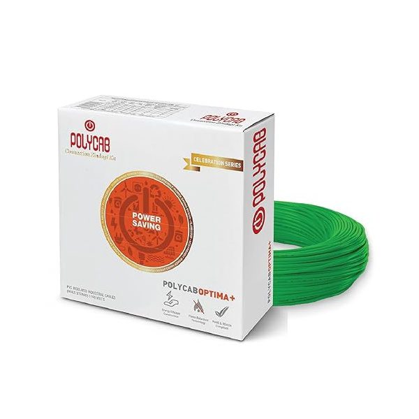 16Sqmm, Green Polycab Optima LF FR PVC Insulated Copper Cable 90Mtrs polycab optima green