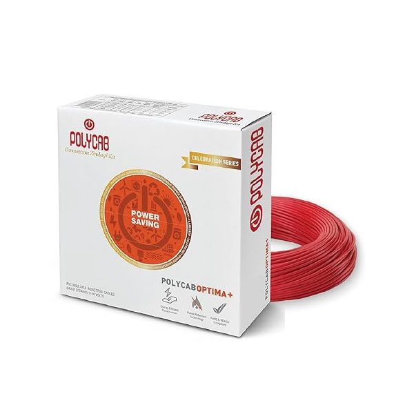 16Sqmm, Red Polycab Optima LF FR PVC Insulated Copper Cable 90Mtrs polycab optima red