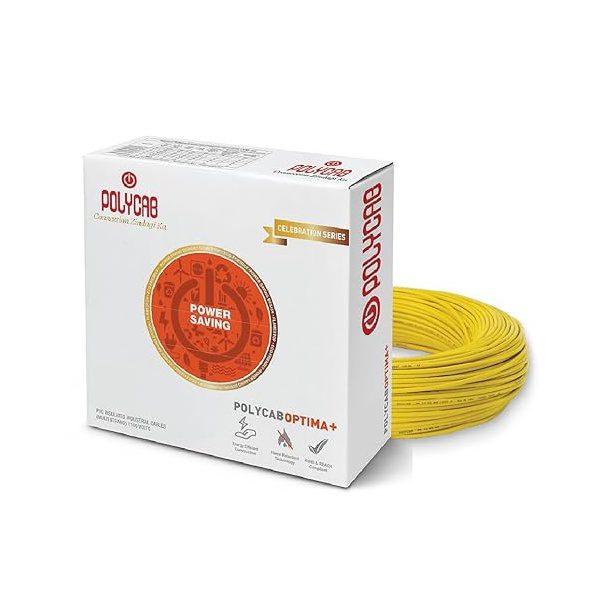 16Sqmm, Yellow Polycab Optima LF FR PVC Insulated Copper Cable 90Mtrs polycab optima yellow