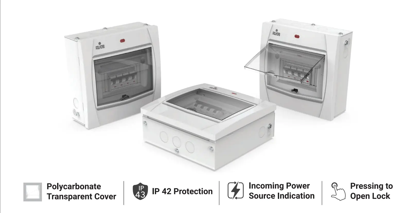 GPDSN29W11 4Way SPN Grey White Distribution Box DB Polycab cliq db