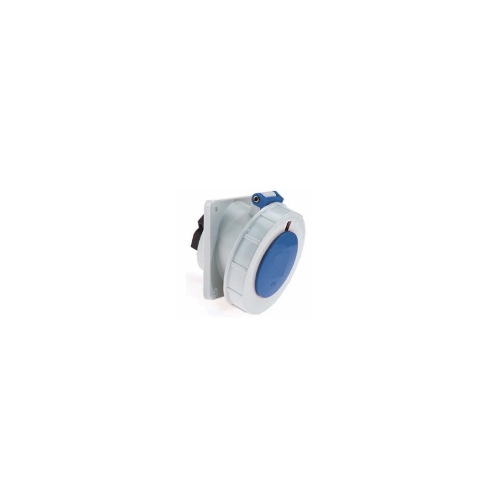 16 20 Amp 3 Pin Panel Mounting Socket Outlet Angled Neptune Bals Water Tight IP 67 1266 Image