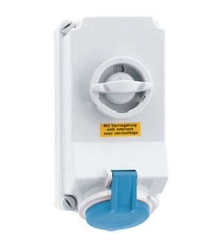 16097 32 Amp 3 Pin Surface Mounting Neptune Bals Splash Proof IP-44 16097 Image
