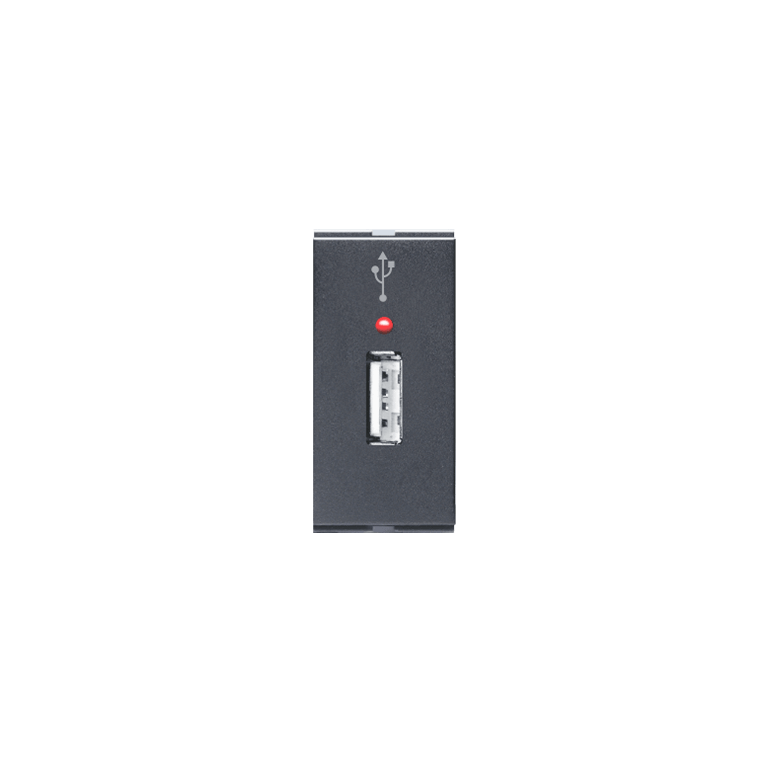 1M USB Charger Socket with Indicator LED Graphit Grey Special 7 Lisha 7024 Image