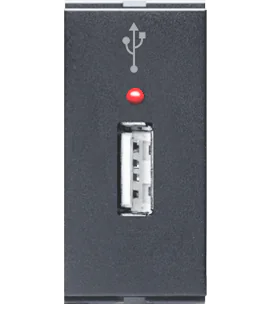 1M USB Charger Socket with Indicator LED Graphit Grey Special 7 Lisha 7024 Image