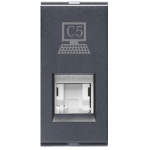 1M EDP Socket Outlet -RJ -45 Cat 5e with Shutter Graphit Grey Special 7 Lisha 7028 Image