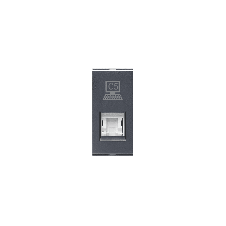 1M EDP Socket Outlet -RJ -45 Cat 5e with Shutter Graphit Grey Special 7 Lisha 7028 Image