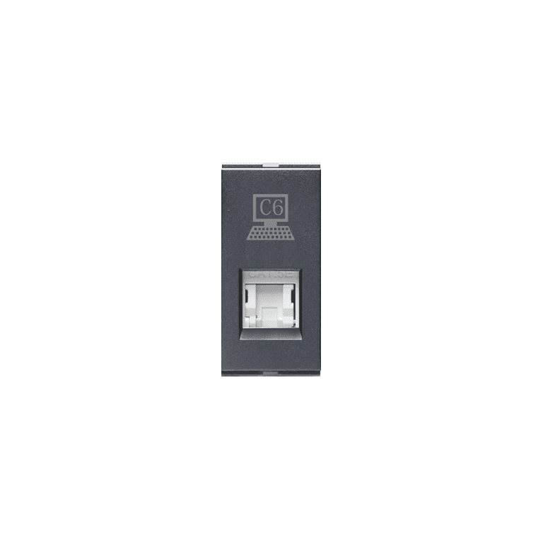 1M EDP Socket Outlet -RJ -45 Cat 6 with Shutter Graphit Grey Special 7 Lisha 7029 Image