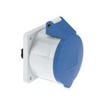63 Amp 3 Pin Panel Mounting Socket Outlet Straight Neptune Bals Splash Proof IP-44 1307 socket outlet straight