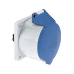 63 Amp 3 Pin Panel Mounting Socket Outlet Straight Neptune Bals Splash Proof IP-44 1307 socket outlet straight