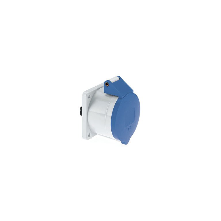 63 Amp 3 Pin Panel Mounting Socket Outlet Straight Neptune Bals Splash Proof IP-44 1307 socket outlet straight