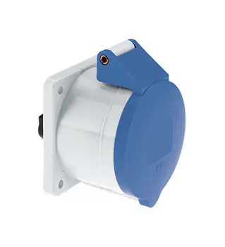 63 Amp 3 Pin Panel Mounting Socket Outlet Straight Neptune Bals Splash Proof IP-44 1307 socket outlet straight