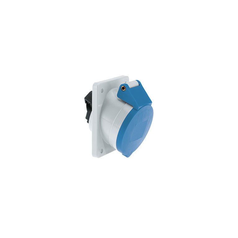 63 Amp 3 Pin Panel Mounting Socket Outlet Angled Neptune Bals Splash Proof IP-44 12135 ip 44 socket outlet angled