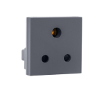 6A 3 Pin Round socket with shutter IS Mark Grey Indoasian Image