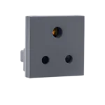 6A 3 Pin Round socket with shutter IS Mark Grey Indoasian Image