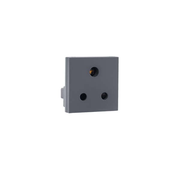 6A 3 Pin Round socket with shutter IS Mark Grey Indoasian Image