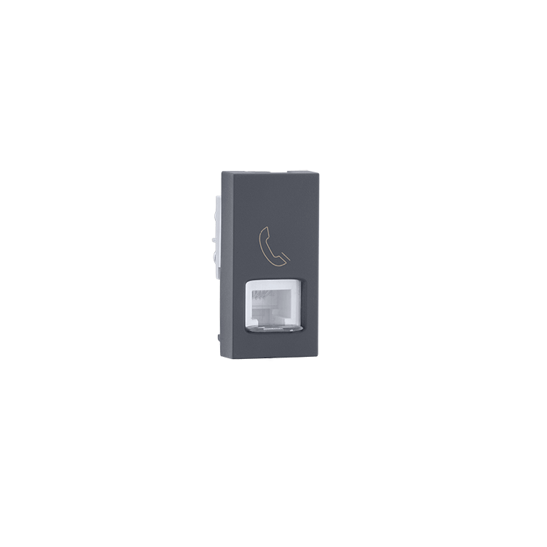 Tel socket with shutter Grey Indoasian Image