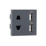 Combi Euro socket and USB Type A Type A 3.1A Grey Indoasian Image