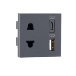 Combi Euro socket and USB Type A Type C 3.1A Grey Indoasian Image