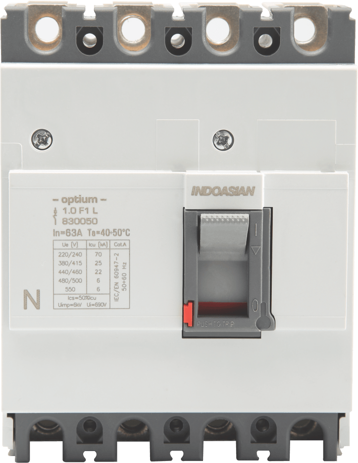 830045.png 16A 4P 25KA TM Optium 1.0 Fixed F1 MCCB Indoasian Image